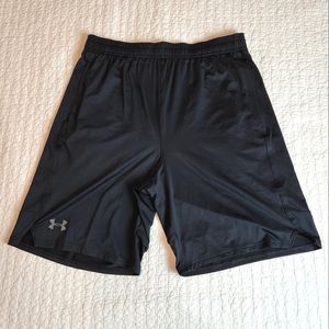 Under Armour NWT Mens L Black Loose Fit Athletic Shorts Pockets Drawstring